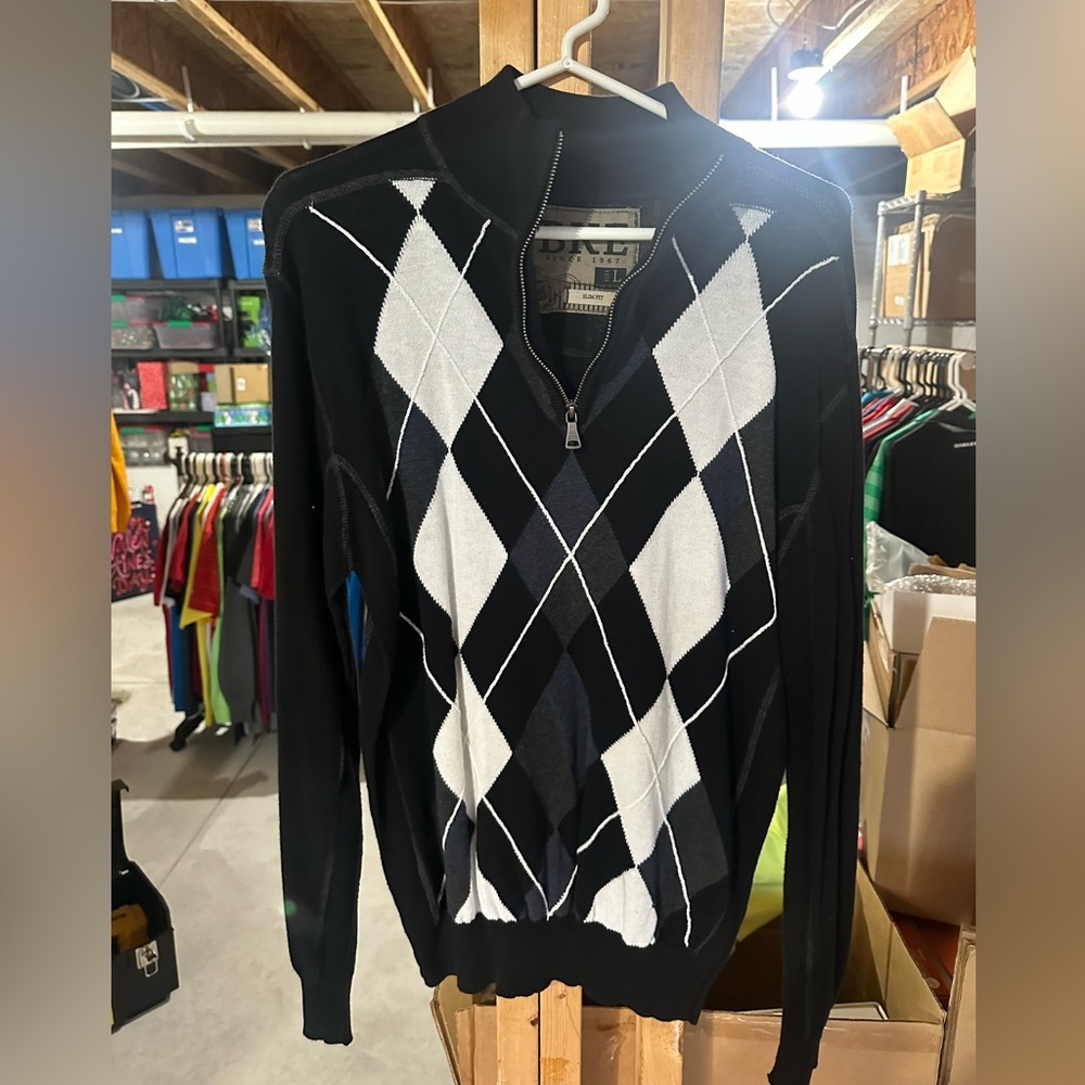 BKE Slim Fit Checkered Pull Over Sweater